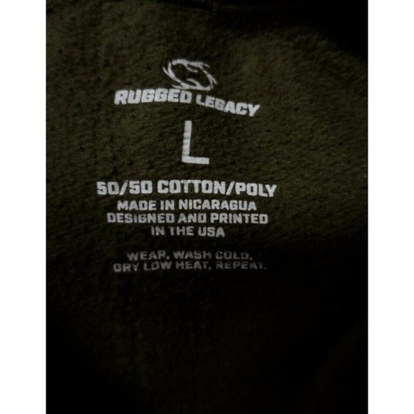 Rugged Legacy Mens Large Olive Green American Flag Buck Deer Heavyweight Hoodie - Picture 10 of 12